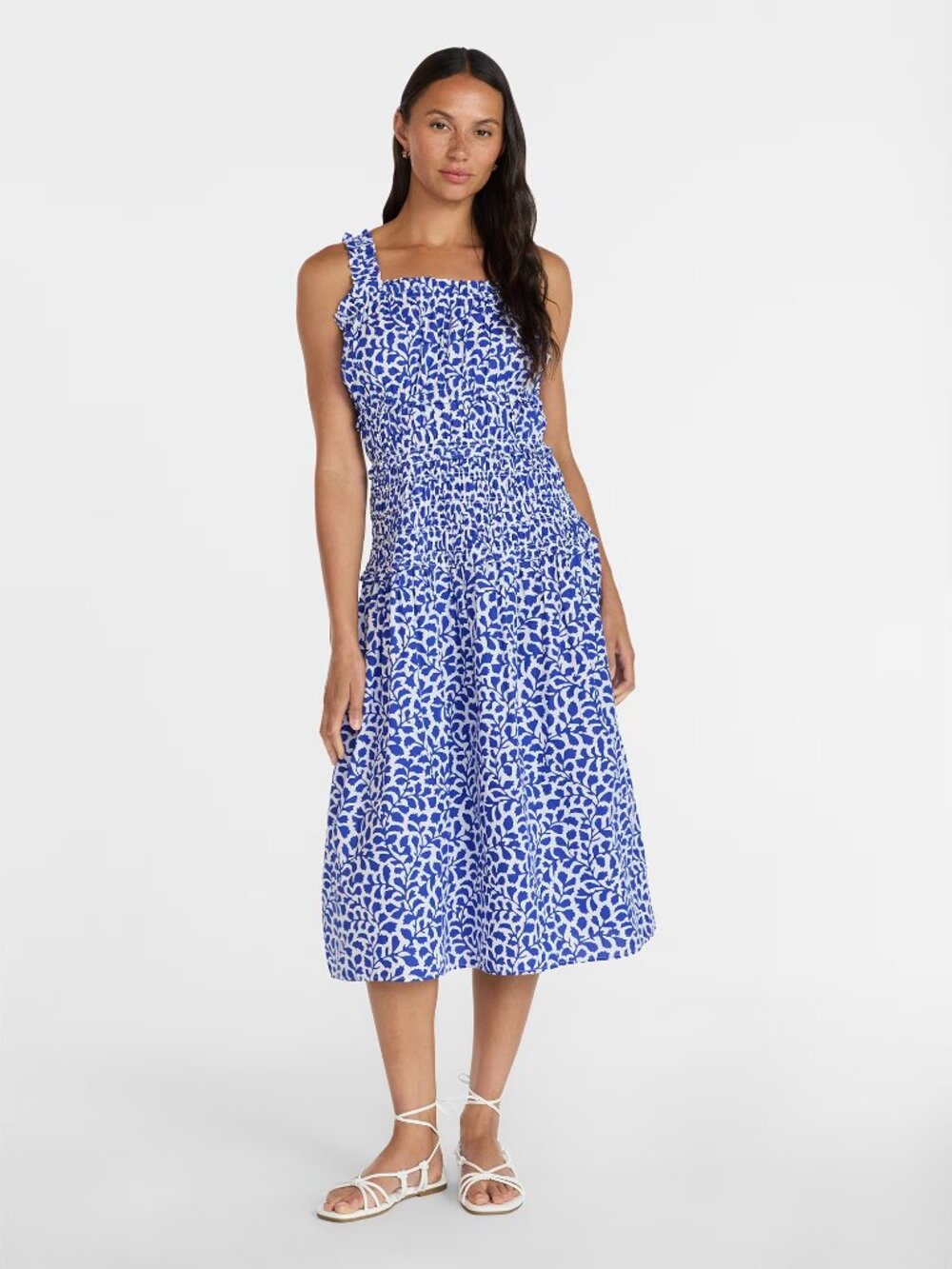NWT Time and Tru Women's Sleeveless Smocked Peasant Midi Dress